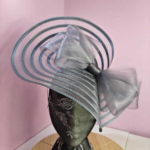 grey large fascinator millinery burlesque wedding hat headband party race cosplay handmade Kentucky Derby Royal Ascot