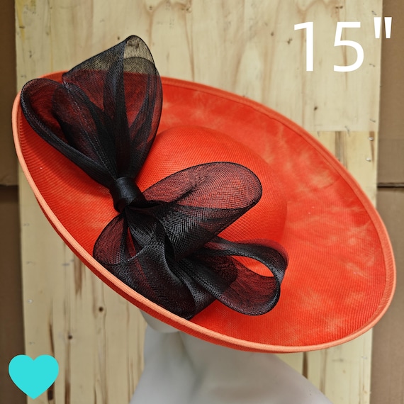 orange black fascinator millinery burlesque hatinator wedding hat headband party race derby ascot cosplay handmade wide brim big large