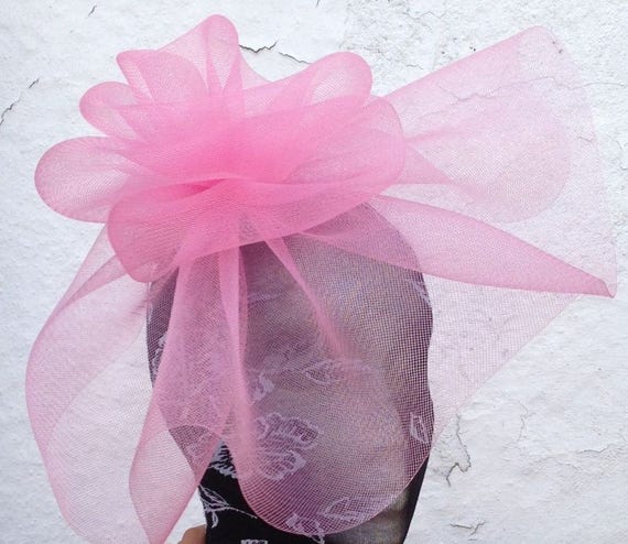 baby pink feather fascinator millinery burlesque headband wedding hat hair piece