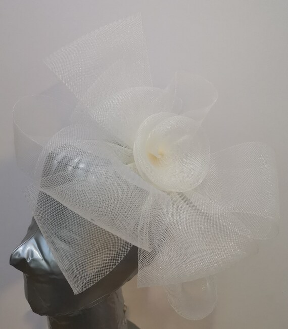 ivory crin fascinator millinery burlesque headband wedding hat hair piece