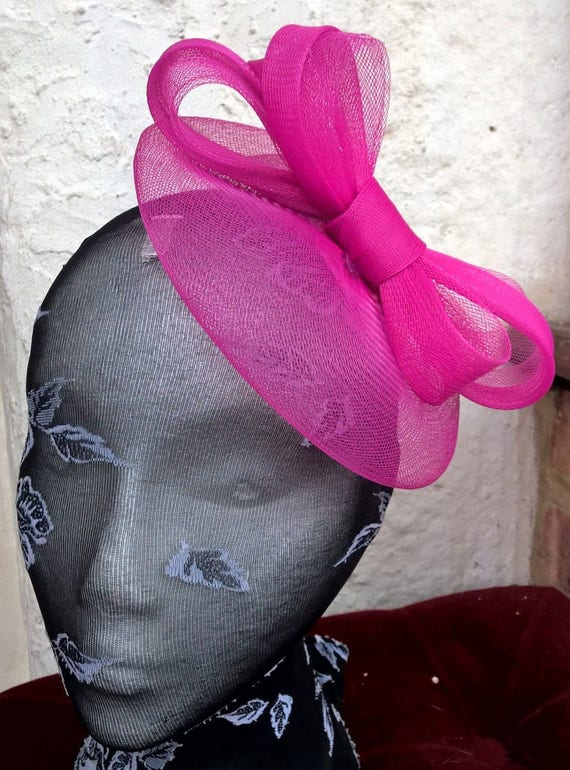 hot pink feather fascinator millinery burlesque headband wedding hat hair piece