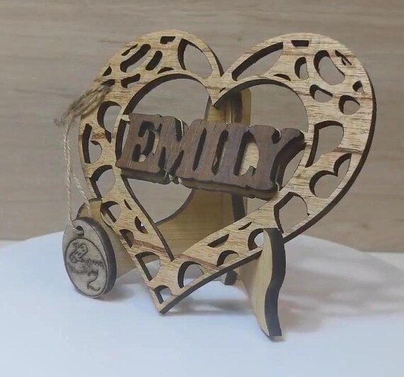 Custom made personalised real wood name stand plaque card laser cut carved wedding invitation birthday anniversary Christmas Mother’s Day