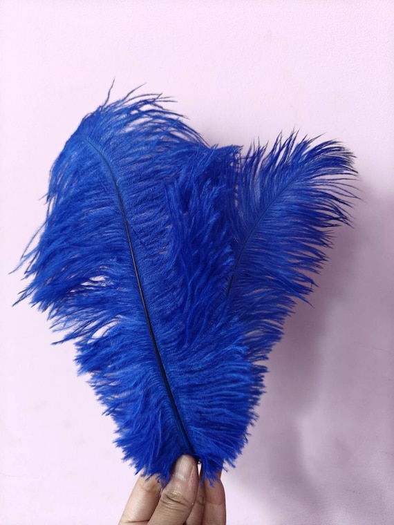 royal blue ostrich feather hair clip grip fascinator fancy dress hen party dance costume accessory