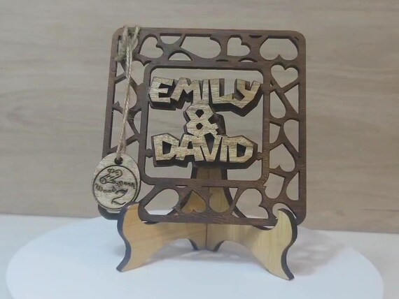 Custom made personalised real wood name stand plaque card laser cut carved wedding invitation birthday anniversary Christmas Mother’s Day