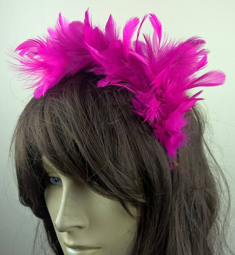 Hot pink feather headband fascinator millinery burlesque hair Etsy