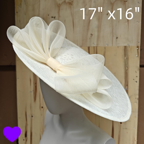 ivory lace fascinator millinery burlesque hatinator wedding hat headband party race derby ascot cosplay handmade wide brim big large