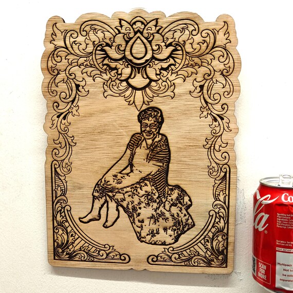 personalised bespoke wood picture photo portrait fan art wooden vintage Victorian style pattern wall decoration laser cut engraved home art