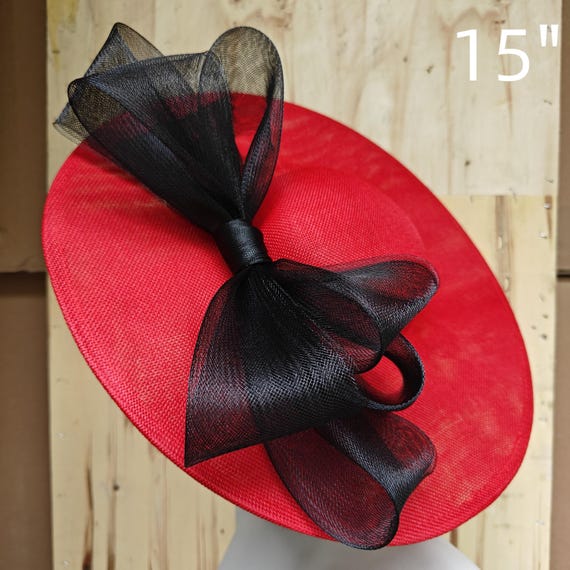 red black fascinator millinery burlesque hatinator wedding hat headband party race derby ascot cosplay handmade wide brim big large