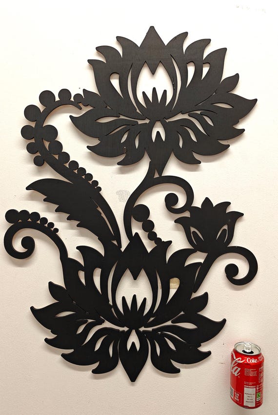 large black wooden lotus flower pattern wall door decoration hanging picture laser cut plywood home art wood sign deco craft logo design