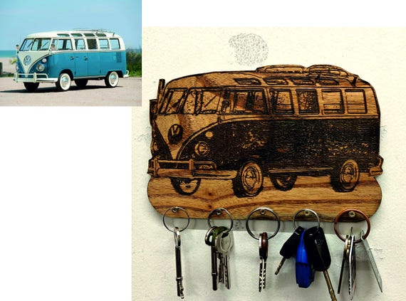 personalised custom made bespoke solid hard wood plaque key holder picture wall hang car truck bike lorry vehicle laser cut engraved gift