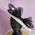 white black large fascinator millinery burlesque wedding hat headband party race cosplay handmade Kentucky Derby Royal Ascot