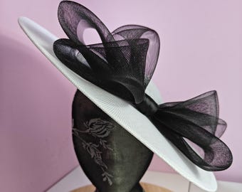 white black large fascinator millinery burlesque wedding hat headband party race cosplay handmade Kentucky Derby Royal Ascot