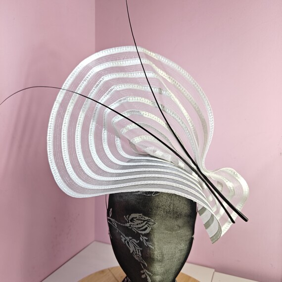 white black large fascinator ostrich quill spine millinery wedding hat headband party race handmade cosplay Kentucky Derby Royal Ascot