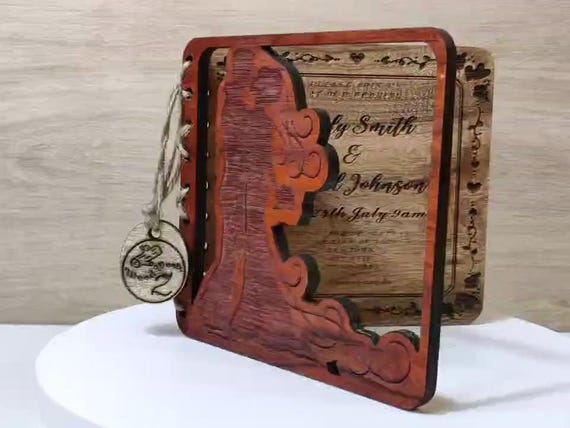 Custom made personalised real hard wood plaque card bride groom love wedding invitation gift present solid padauk camphor wenge chinaberry