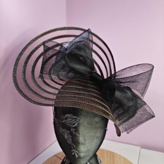dark brown black large fascinator millinery burlesque wedding hat headband party race cosplay handmade Kentucky Derby Royal Ascot
