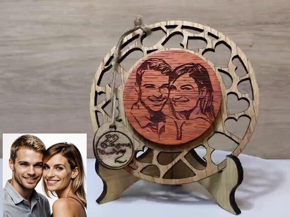 Custom made personalised real wood photo picture sign logo plaque card laser cut carved engraved wedding birthday anniversary Mother’s Day
