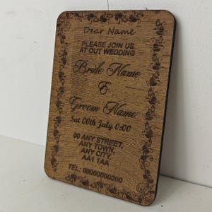 Op maat gemaakte gepersonaliseerde echt harde massief wengéhout lasergravure plaque kaart huwelijksuitnodiging valentijn verjaardag kerstcadeau