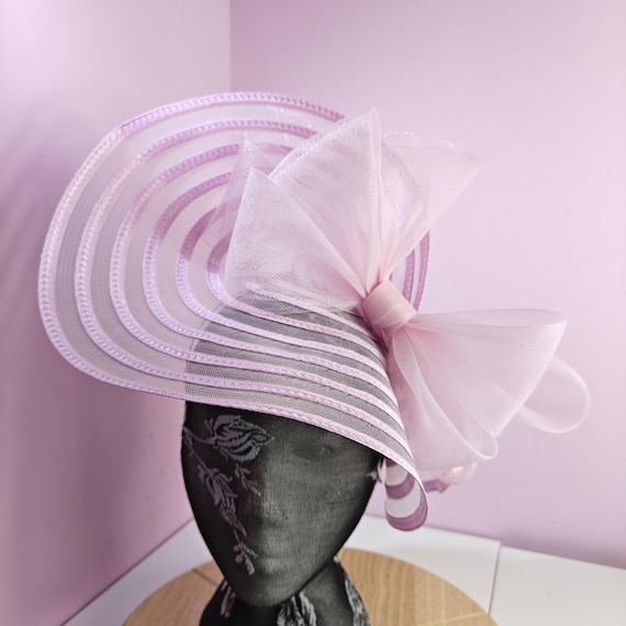 light pink large fascinator millinery burlesque wedding hat headband party race cosplay handmade Kentucky Derby Royal Ascot