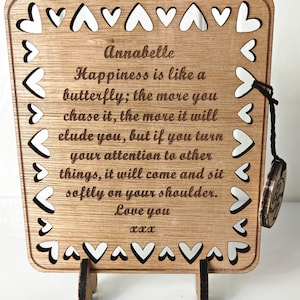 Op maat gemaakte gepersonaliseerde houten plaat kaart lasergesneden gesneden gegraveerde huwelijksuitnodiging verjaardag verjaardag kerst Moederdag standaard