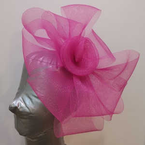 hot pink feather fascinator millinery burlesque headband wedding hat hair piece