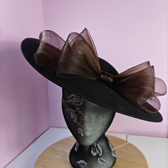 black chocolate brown large fascinator millinery burlesque wedding hat headband party race cosplay handmade Kentucky Derby Royal Ascot