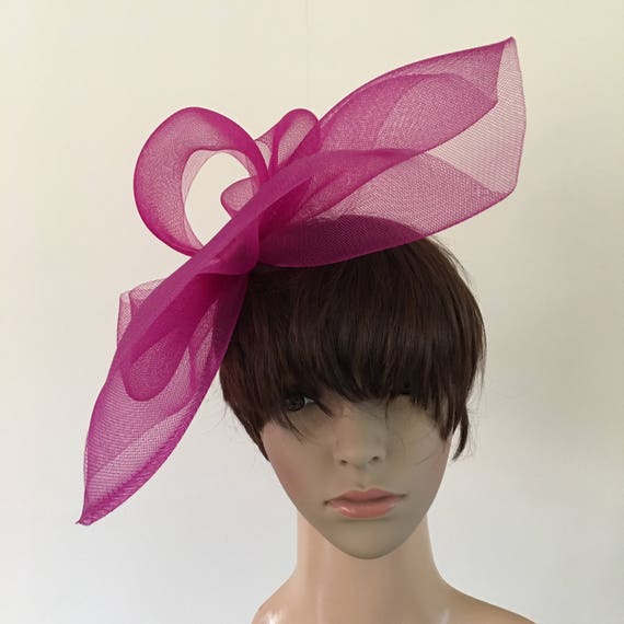 dark deep pink plum purple feather fascinator millinery burlesque headband wedding hat hair piece
