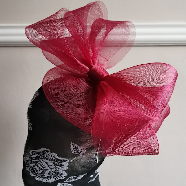 dark deep red burgundy maroon crin fascinator millinery burlesque headband wedding hat hair piece
