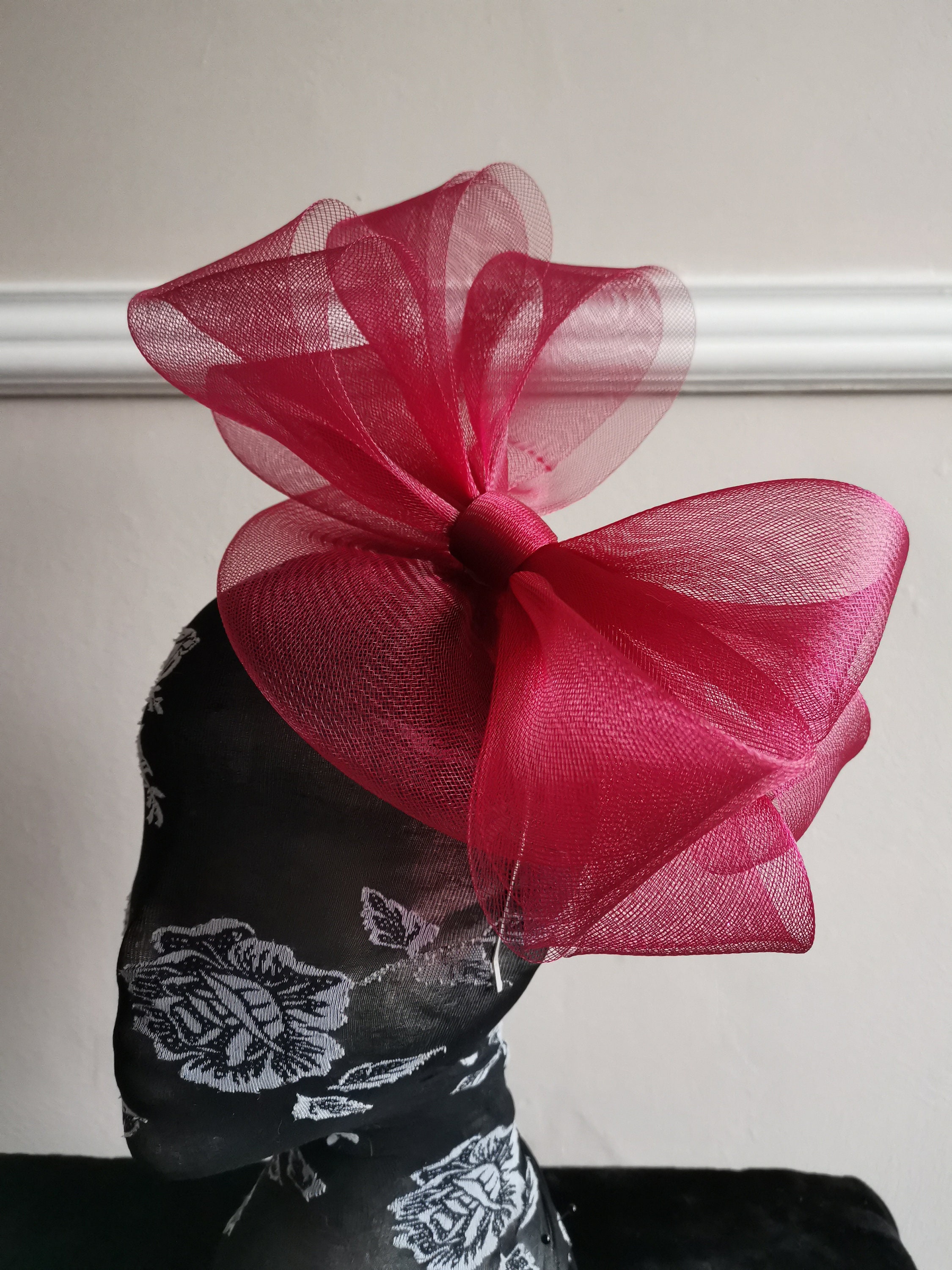 Dark Deep Red Burgundy Maroon Crin Fascinator Millinery