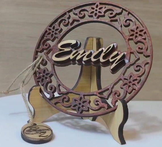 Custom made personalised real wood name stand plaque card laser cut carved wedding invitation birthday anniversary Christmas Mother’s Day