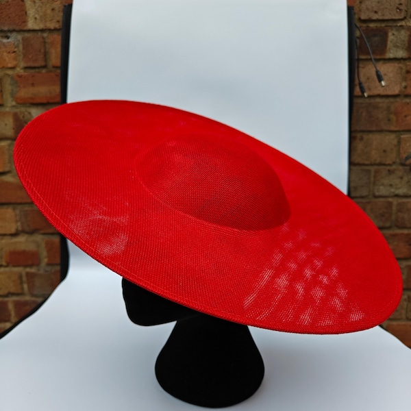 red large fascinator millinery burlesque wedding hat headband party race cosplay handmade Kentucky Derby Royal Ascot hatinator DIY base