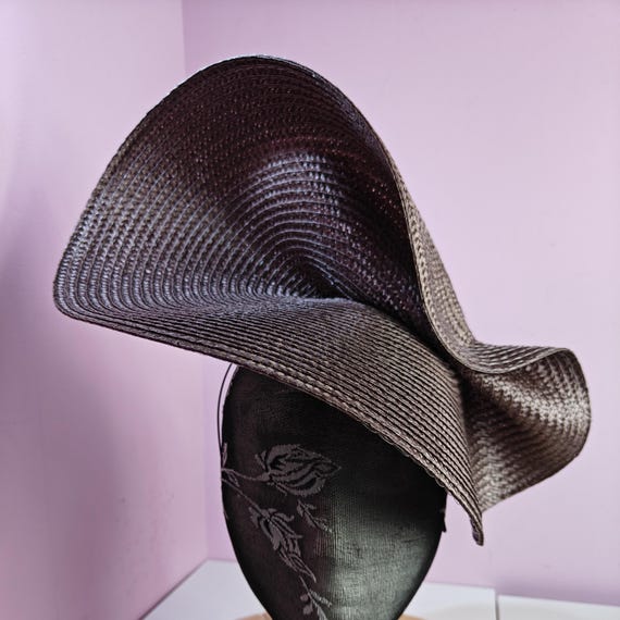 brown large straw fascinator millinery burlesque wedding hat headband party race cosplay handmade Kentucky Derby Royal Ascot