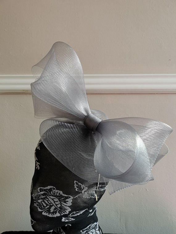 grey crin fascinator millinery burlesque headband wedding hat hair piece