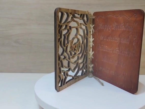 Custom made personalised real hard solid wood laser engraving plaque card wedding invitation valentine anniversary Christmas gift present