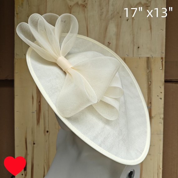 ivory fascinator millinery burlesque hatinator wedding hat headband party race derby ascot cosplay handmade wide brim big large