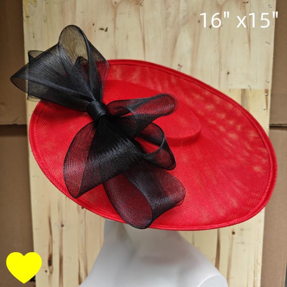 red black fascinator millinery burlesque hatinator wedding hat headband party race derby ascot cosplay handmade wide brim big large