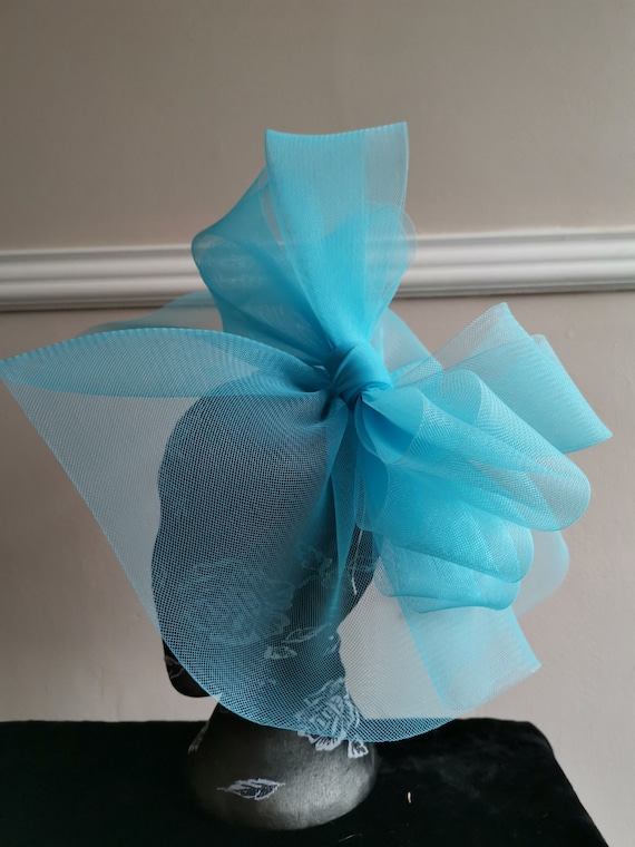 turquoise blue crin fascinator millinery burlesque headband wedding hat hair piece