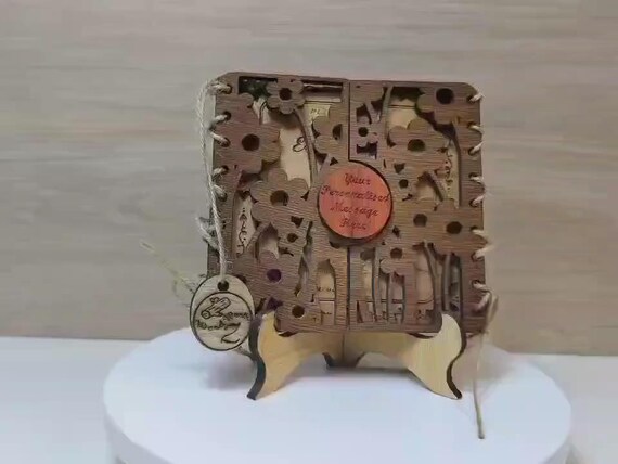 Custom made personalised real hard solid wood laser engraving plaque card wedding invitation valentine anniversary Christmas gift present
