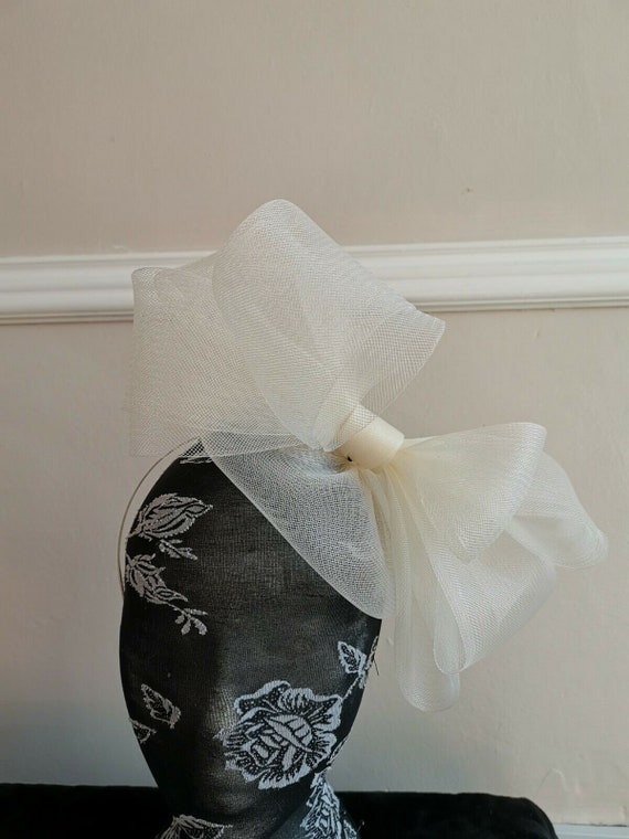 ivory feather fascinator millinery burlesque headband wedding hat hair piece