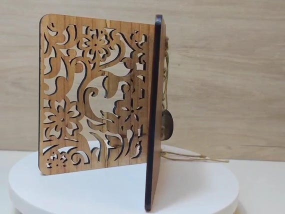 Custom made personalised real hard solid wood laser engraving plaque card wedding invitation valentine anniversary Christmas gift present