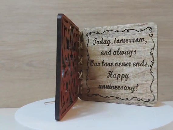 Custom made personalised real wood plaque card laser cut carved engraved wedding invitation birthday anniversary Christmas Mother’s Day