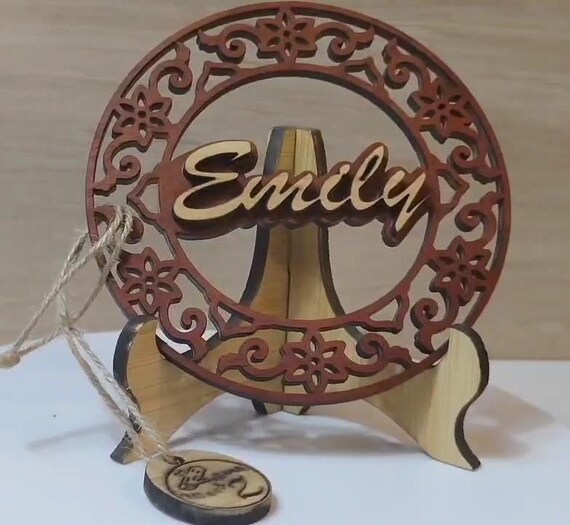 Custom made personalised real wood name stand plaque card laser cut carved wedding invitation birthday anniversary Christmas Mother’s Day