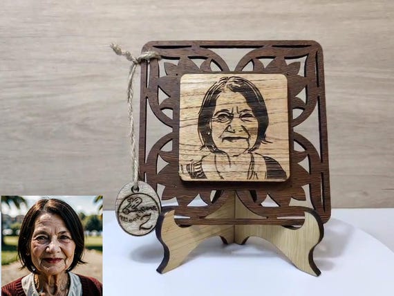 Custom made personalised real wood photo picture sign logo plaque card laser cut carved engraved wedding birthday anniversary Mother’s Day
