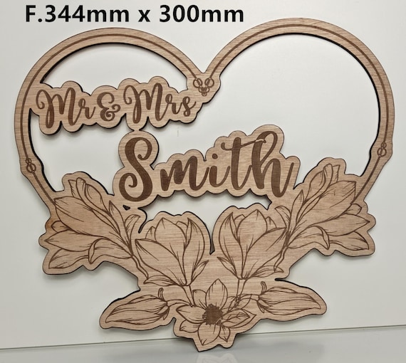 custom made personalised bespoke laser cut engraved wood picture photo name word wall door plaque letter number sign logo design wedding