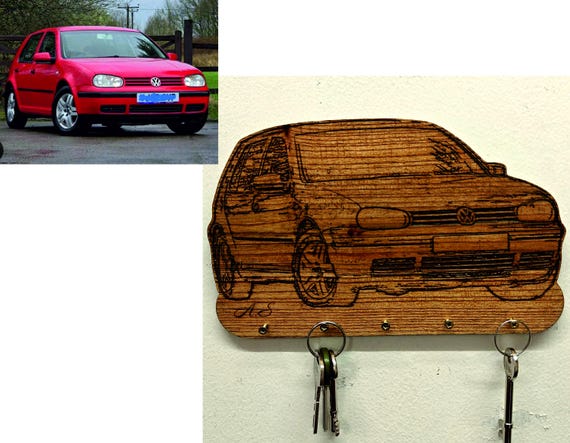 personalised custom made bespoke solid hard wood plaque key holder picture wall hang car truck bike lorry vehicle laser cut engraved gift