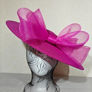 dark pink bow hatinator large fascinator millinery burlesque wedding hat headband party race cosplay handmade Kentucky Derby Royal Ascot