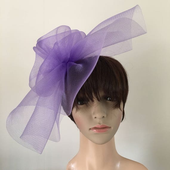 lilac light purple feather fascinator millinery burlesque headband wedding hat hair piece