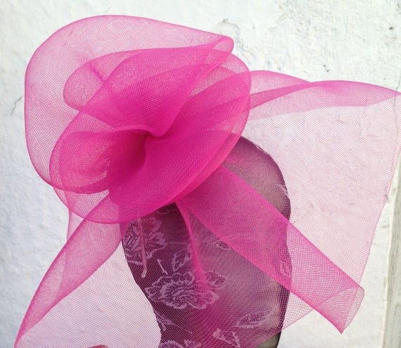 hot pink feather fascinator millinery burlesque headband wedding hat hair piece