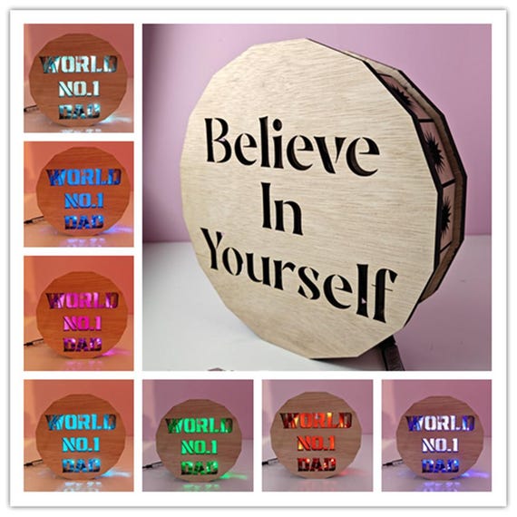 236mm personalised custom made bespoke LED night light box name letter number wall door USB multi colour mode speed flash dim laser cut wood