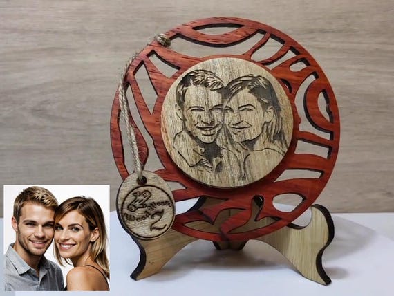 Custom made personalised real wood photo picture sign logo plaque card laser carved engraved wedding birthday anniversary valentine wedding