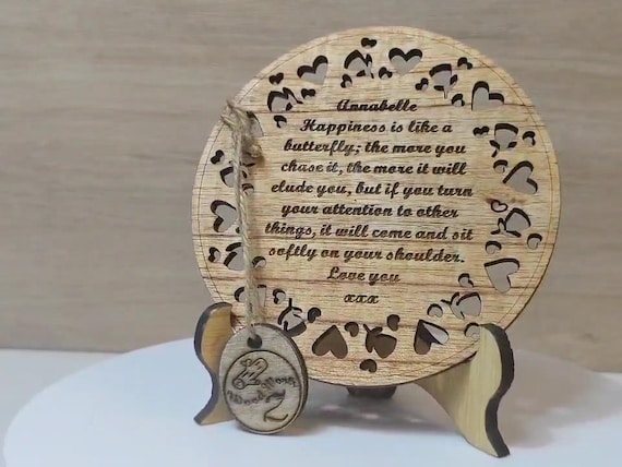 Custom made personalised real wood plaque card laser cut carved engraved wedding invitation birthday anniversary Christmas Mother’s Day